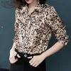 Autunno manica lunga ciondolo in chiffon donna top leopardo signore per il tempo libero camicia moda ufficio signora donne camicette 5947 50 210527