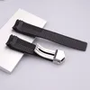 20 22mm New Strap 블랙 실리콘 고무 웨이브 밴드 스트랩 실버 배포 태그 시계 묶음 설치 도구 247p