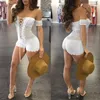 Женские комбинезоны Rompsers Женщины Сексуальный крючком Бич Fishnet Sarong Handmade Bodycon Вязание Комбинезон белый 2021 Модная одежда