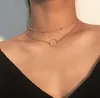 Doppelschichtige Boho goldene versilberte Halsband-Halskette für Frauen, geschichtete Chocker-Halsketten für Frauen, Collier-Colliers-Halsketten