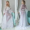Casual Dresses Women Lace Perspective Kimono Robe Dressing Gown Night Dress Sexig Se genom Bathrobe Cover Up Long Maxi Nightdres8820759
