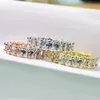 Choucong Joyas de lujo Anillos de boda Tres colores Plata de ley 925 Relleno de oro rosa Corte ovalado Venta superior Ins Blanco 5A Zircon Eternity Mujeres Anillo de compromiso Anillo de regalo