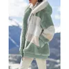 Winter Women Parka Coat Casual Female Plush Patchwork Zipper Pocket Hooded Jackets Plus Size Parkas Outerwear Top Women's Jacket 210515