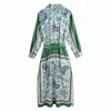 カジュアルな女性のターンダウンカラードレス春秋のファッションレディース中国風の女性印刷210515