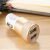 Metalen Dual USB-poort Auto Fast Charging Adapter Charger Universal Aluminium 2-Port Cars Chargers USB voor Apple iPhone iPad iPod / Samsung Galaxy Droid