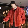 Heren Down Parkas Harajuku Men Bubble Coat Winter Jacket 2022 Mens Streetwear Hip Hop Parka Ribbon Koreaanse zwarte kleding Paarse puffer Jack