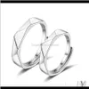 Ringar smycken droppe leverans 2021 älskare par ring mässing enkel triangel form finish imitation rhodin pläterad för kvinna man öppnar justering