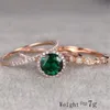 Обручальные кольца 2021 Винтажное кольцо, набор с хрустальной парой зеленого камня и помолвками для женщин -мужчин