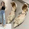 Dress Shoes Hight Heels Woman Shoe Pointed Toe Platform Hollow Sexy Lace-Up Slip-On Women Spring Fashion