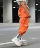Mężczyźni Pomarańczowy Czarny Kolor Street Hip Hop Cargo Spodnie Vintage Casual Harem Japan Style Hiphop Joggers Luźne spodnie W175 Mężczyźni