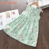 Orso Leader Ragazze Estate Abito senza maniche Moda Casual Principessa Costumi Bambini Baby Fiori Abiti casual per 2-7 anni 210708