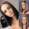 Transparente 5x5 Lace Fechamento Wig Short Bob Brazilian Remy Human Human Wigs Virgin Straight para mulheres