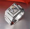 Solid Platinum PT950 Men Genuine 1CT Round Diamond Men's Engagement Ring Birthday Anniversary Party Jewelry Gift Box