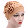 Banie / Casquettes du crâne Femmes Élégantes lointain Élégant Belle Coton solide Polyerter Big Flower Modèle Turban Chimo CHEPHER PERT CAP Bonnet Delm2