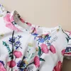 Verão 2 PCS Bebé Menina Sem Mangas Casual Floral Macacões Bodysuits 210528