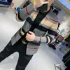 メンズセーター 2021 秋カジュアルトレンディスーツ男性韓国スタイルの人格スリムコート格子ニット