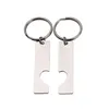Miroir Polish 100% Acier inoxydable Rectangle Love Set Tag Keychain Stamping Bar Couple Keychain 210409
