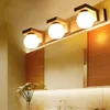 Noordse spiegel koplamp eenvoudige moderne houten glazen lampenkap led wandlampen badkamer toiletdecoratie verlichting armaturen