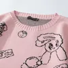Aolamegs Men sweter Cartoon Cute Rabbit Truskawki Dzianiny Pullover Swetry Para O-Neck Casual Soft College Style Streetwear 210818