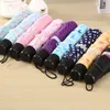 Parapluies 50 pcs Imprimé Plaid Parapluie Unisexe Couple Trois Pliage Mélanger Couleurs Pliant Poignée Courte Solide Couleur