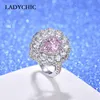 結婚指輪きれいな絶妙な水滴形状ピンクジルコンクリスタルファッションシルバーカラーエンゲージリングギフト女性ジュエリーLR1075
