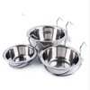 Pet Dog Cat Bowl Ze Stali Nierdzewnej Wiszące Klatka Żywność Wody Miski Kennel Coop Cup Kierownica Miska Dla Puppy Bird Rabbit Kociaker 228C3