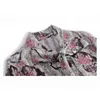 패션 여성 Bowtops 한국어 스타일 긴 소매 인쇄 셔츠 느슨한 쉬폰 블라우스 사무실 레이디 옷 Blusas 8401 50 210506