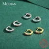 100% 925 Sterling Silver Coloré Zircon Tiny Small Hoop Boucles D'oreilles Pour Fille Femmes Turquoise Erring Fine Déclaration Bijoux 210707