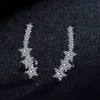 Bling AAA Zirkonya Fabrika Promosyon Tırmanıcı 925 Ayar Gümüş Uzun Kulak Manşet Saplama Küpe Kadınlar Bayanlar Takı Hediye
