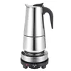 200/450ml Stainless Steel Pot Mocha Espresso Latte Percolator Coffee Maker with Electric stove Filter Drink Cafetiere 210408