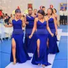 Sexig sida delad Royal Blue Bridesmaid Dresses Mermaid African Women Long Wedding Party Dress Formal Gown233D