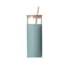 NEW500Ml Glass Water Tea Tumblers Bottles Bamboo Lid Silicone Sleeve Coffee Drinking bottle With Straw RRA10386