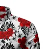 Rose Floral Print Mężczyźni Hawajska Koszula Dorywczo Slim Fit Summer Koszule Dla Męskie Przycisk Lapel Holiday Beach Koszulki Męskie Camisa 210524