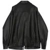 SHENEGPELAE Mode PU Leder Mantel frauen Frühling Revers Geneigten Reißverschluss Große Größe Langarm Vintage Jacke Weibliche 210427