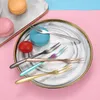 Roestvrij staal Fruit Vork Kleurrijke Metalen Dessert Cake Snack Forks Two Tooth Fruit Servies Huishouden voor Party Festware Rre10785