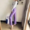 WOMENGAGA Corduroy Women's Slim High Waist Wide-leg Pants Casual Loose Straight Pipe Purple 9ZTV 210603