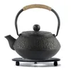 Table Runner Black Cast Iron Teapot Trivet With Rubber Pegs For Dining And Kitchen