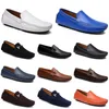 scarpe da guida casual da uomo in pelle suola morbida traspirante abbronzatura leggera nero navy bianco blu argento giallo grigio calzature all-match outdoor cross-border