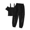 Safari Style Harem Long Pants Sets Women 2020 Summer Spring Vintage Streetwear Zipper Short Tops+long Pants Matching Set Female X0428