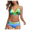 Damen Bademode Sexy Bikinis Neckholder Badeanzug Tiedye Frauen Plus Size Shiny Border Bikini Set Badeanzug Push Up Twopiece9945587