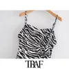 Vrouwen sexy mode zebra print mini jurk vintage backless rits dunne riemen vrouwelijke jurken vestidos mujer 210507