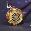 Orgonite Wisiorek Sri Yantra Naszyjnik Tiger Eye Naszyjnik Święta Geometria Energia Uzdrowienie Joga Biżuteria X0707