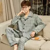 Winter Thick Warm Men Clip Cotton Pajamas Set Striped Long Sleeve Turn-down Collar Mens Sleepwear Loose Plus Size 3XL Nightwear 210928