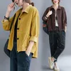 Chaquetas holgadas para mujer, abrigo de pana de otoño invierno para mujer, abrigo de una botonadura para mujer, chaqueta Vintage holgada informal de dos bolsillos de Color sólido para mujer