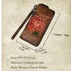 Wallets Women Genuine Leather Vintage Flora Long Phone Clutch Purse Female Flower Coin Bag Purse Lady Handy Bag Party