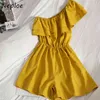 Neploe Sexy Slash Neck Shoulder Strapless Ruffles Bodysuits Women High Waist Hip Wide Leg Jumpsuits Summer Playsuits 210510