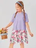 Robe smockée fleurie à volants pour fille SHE