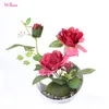 1 satz Begrüßung Rose blume Bonsai Simulation Dekorative Künstliche Blumen Gefälschte 3 köpfe Topf Pflanzen Ornamente Hause hochzeit Decor