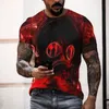 Męskie Koszulki Grymas Print Krótki Rękaw Koszulka Loose Lato Top Poliester Materiał Mężczyźni Tshirts O-Neck Bluzy