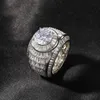 Ny mode Cool Big Hollowed Micro Pave Brass Ring för män och kvinnor älskare gåva